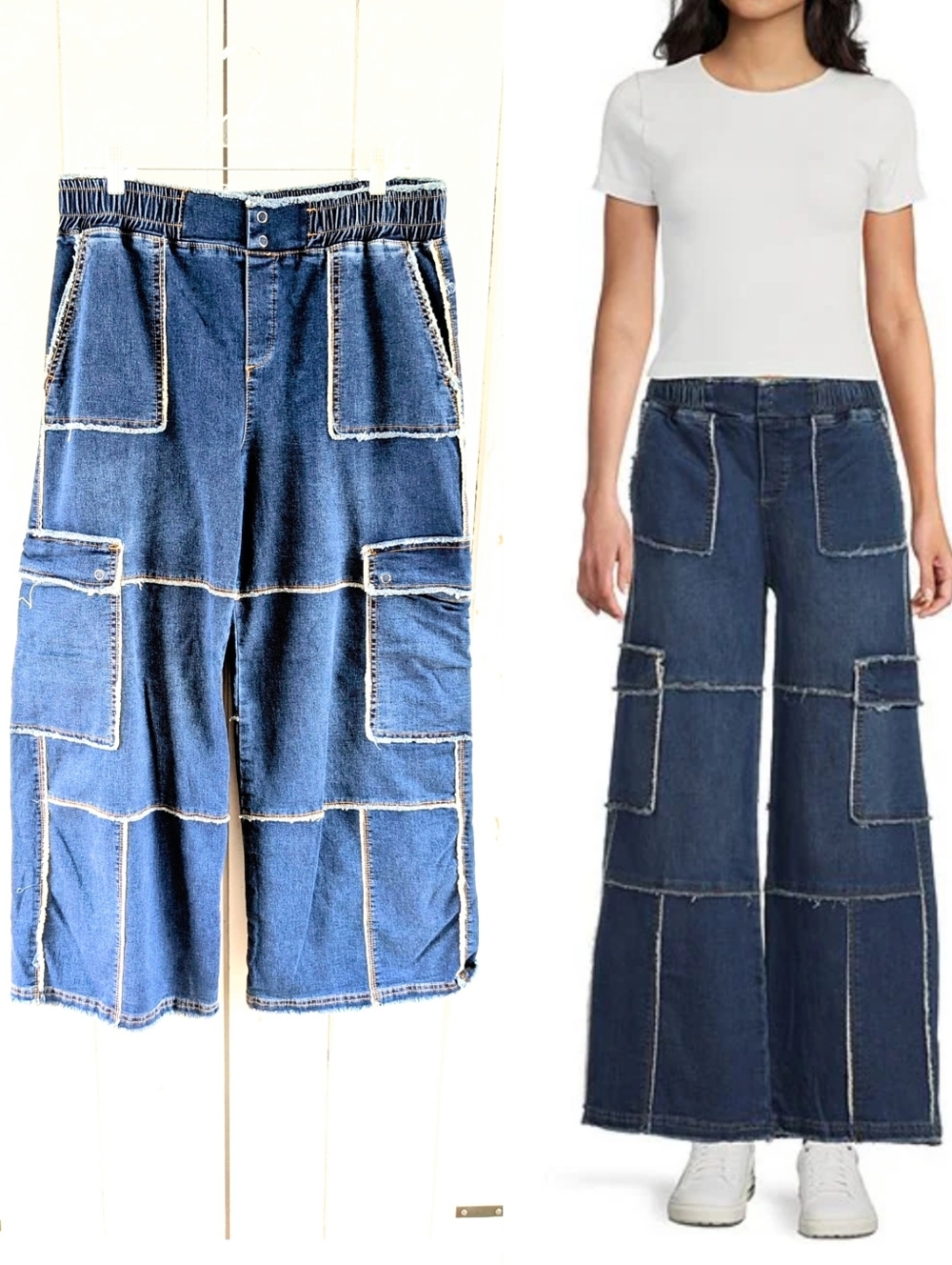 Tractr Wide Leg Cargo Jeans NWOT sz L